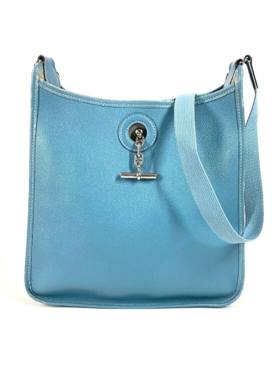 Hermes Handbags - Hermes Shoulder Bag Vespa PM Leather Blue Jean